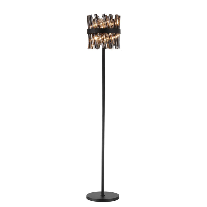 Nelson Lighting NL9514BL/SM9 Kaffer 8 Light Floor Lamp Satin Black Smoke