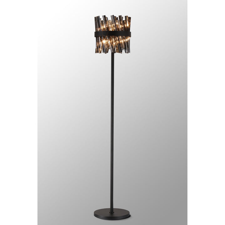 Nelson Lighting NL9514BL/SM9 Kaffer 8 Light Floor Lamp Satin Black Smoke