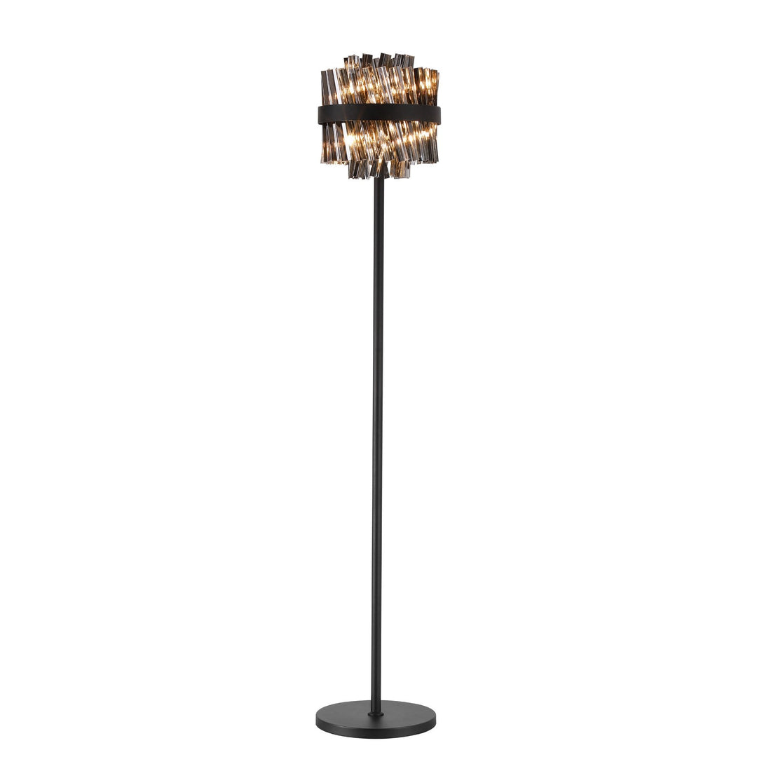 Nelson Lighting NL9514BL/SM9 Kaffer 8 Light Floor Lamp Satin Black Smoke