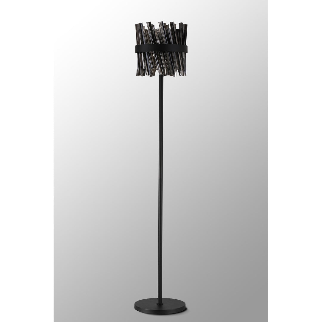 Nelson Lighting NL9514BL/SM9 Kaffer 8 Light Floor Lamp Satin Black Smoke