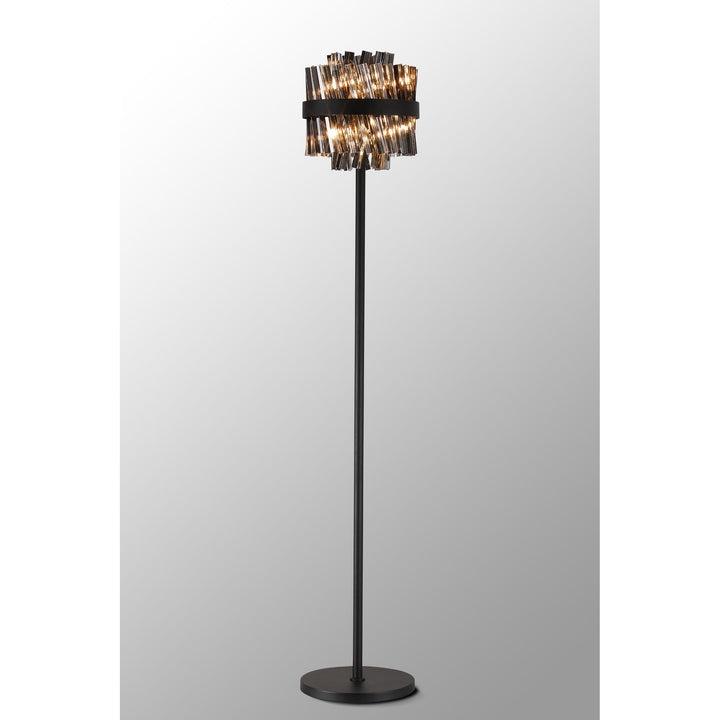 Nelson Lighting NL9514BL/SM9 Kaffer 8 Light Floor Lamp Satin Black Smoke