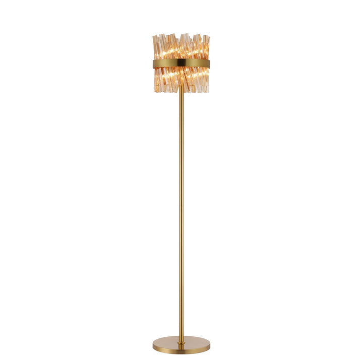 Nelson Lighting NL9514BR/AM9 Kaffer 8 Light Floor Lamp Brass Amber