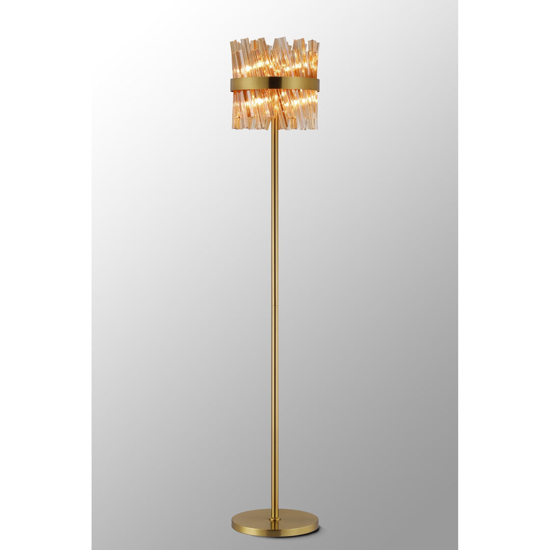 Nelson Lighting NL9514BR/AM9 Kaffer 8 Light Floor Lamp Brass Amber