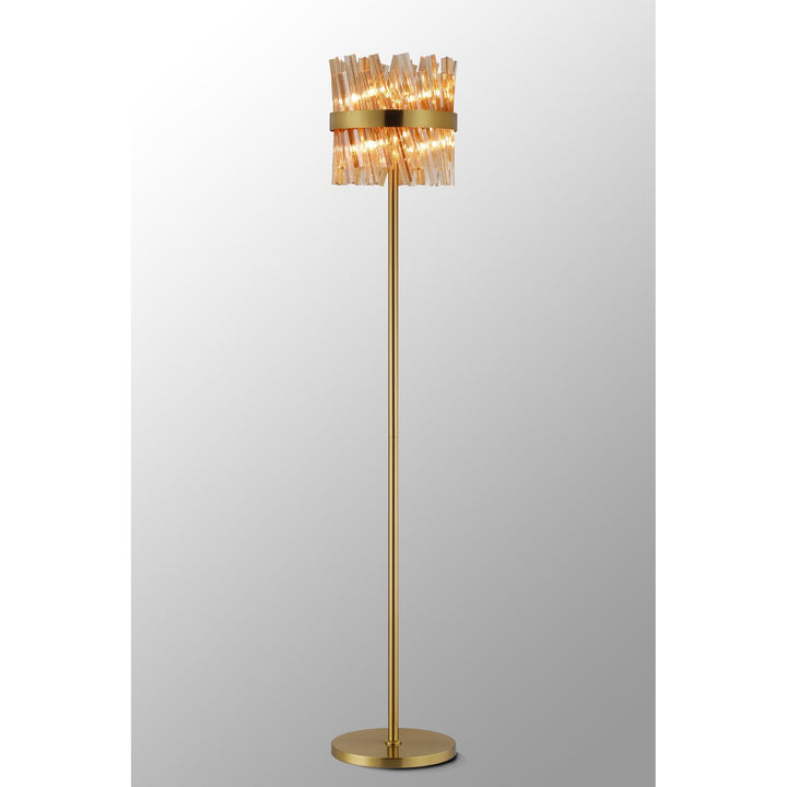 Nelson Lighting NL9514BR/AM9 Kaffer 8 Light Floor Lamp Brass Amber