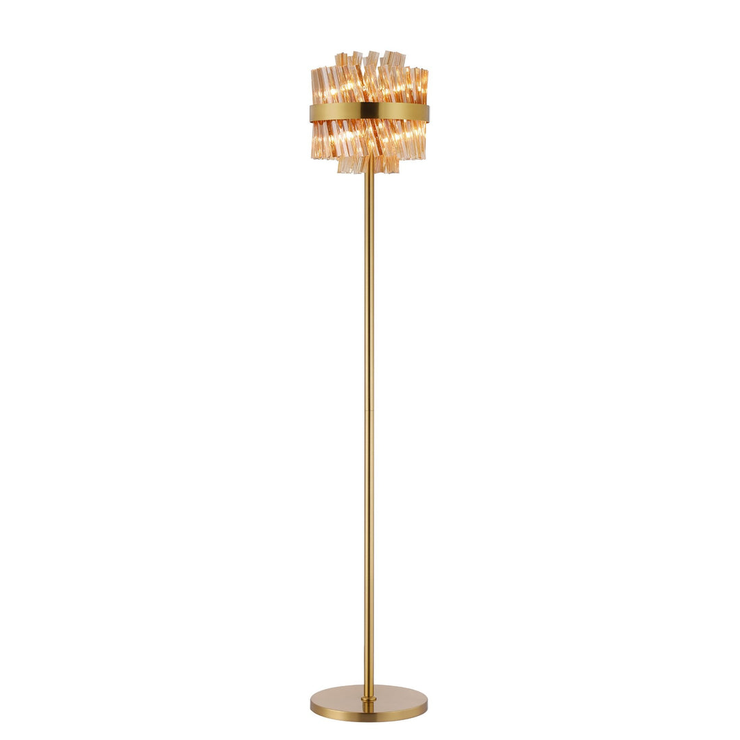 Nelson Lighting NL9514BR/AM9 Kaffer 8 Light Floor Lamp Brass Amber