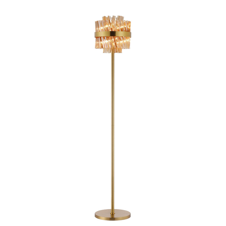 Nelson Lighting NL9514BR/AM9 Kaffer 8 Light Floor Lamp Brass Amber