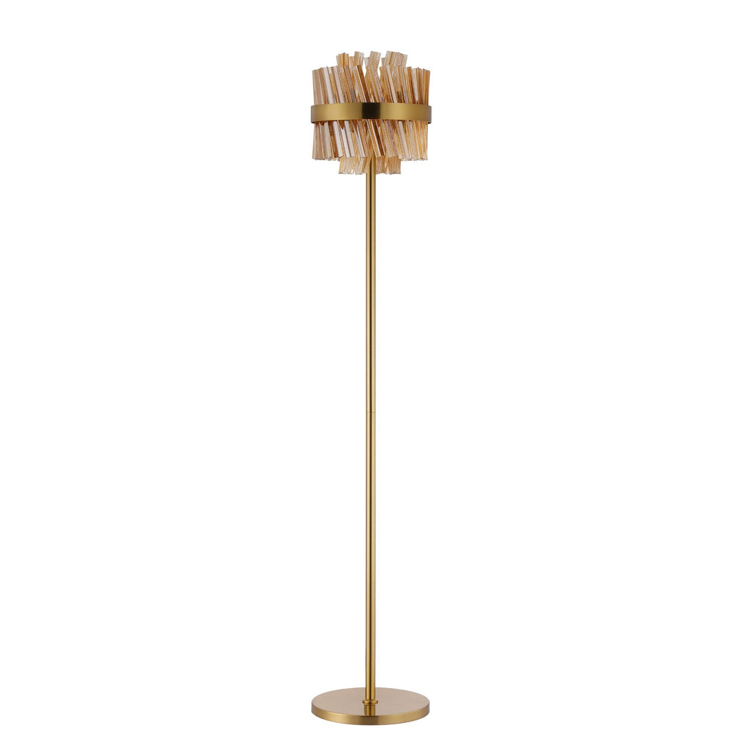 Nelson Lighting NL9514BR/AM9 Kaffer 8 Light Floor Lamp Brass Amber