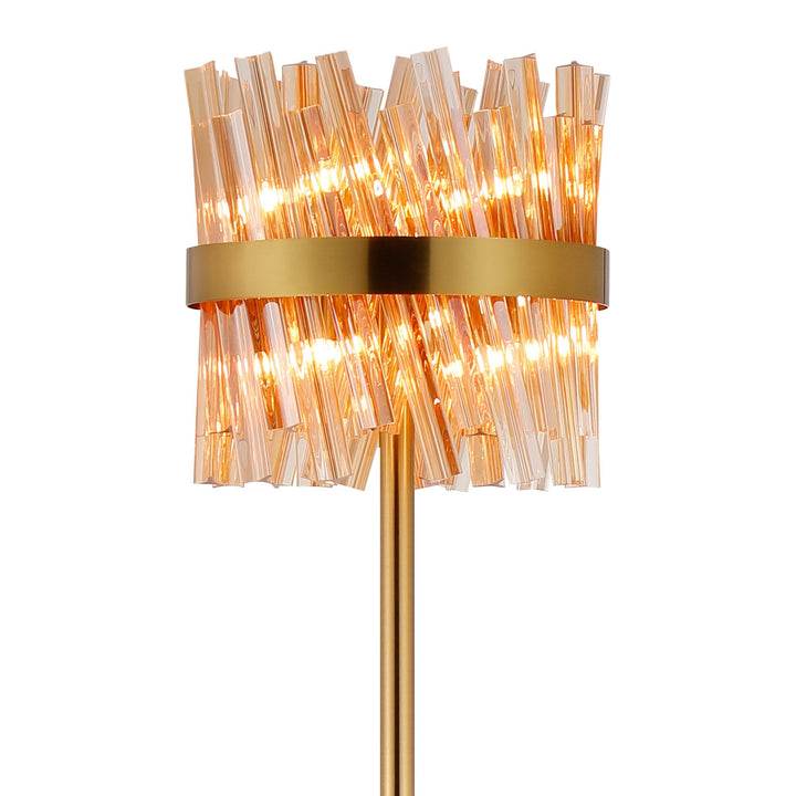 Nelson Lighting NL9514BR/AM9 Kaffer 8 Light Floor Lamp Brass Amber