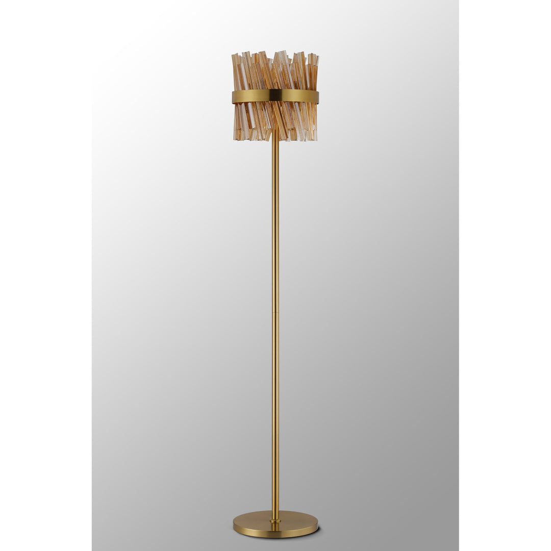 Nelson Lighting NL9514BR/AM9 Kaffer 8 Light Floor Lamp Brass Amber