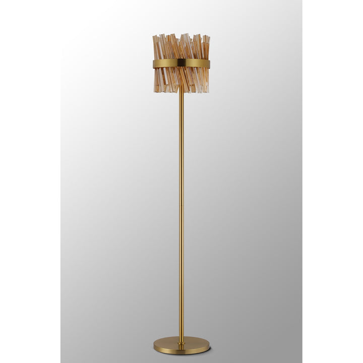 Nelson Lighting NL9514BR/AM9 Kaffer 8 Light Floor Lamp Brass Amber