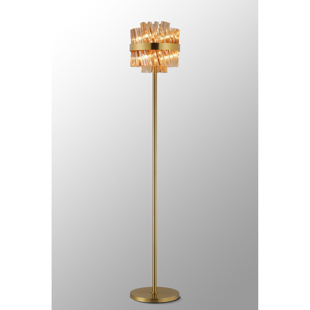 Nelson Lighting NL9514BR/AM9 Kaffer 8 Light Floor Lamp Brass Amber