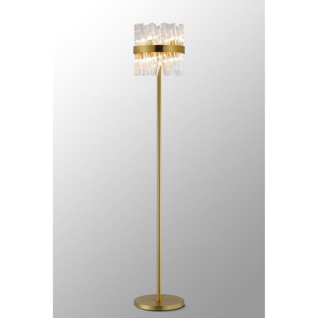 Nelson Lighting NL9514BR/CL9 Kaffer 8 Light Floor Lamp Brass Clear