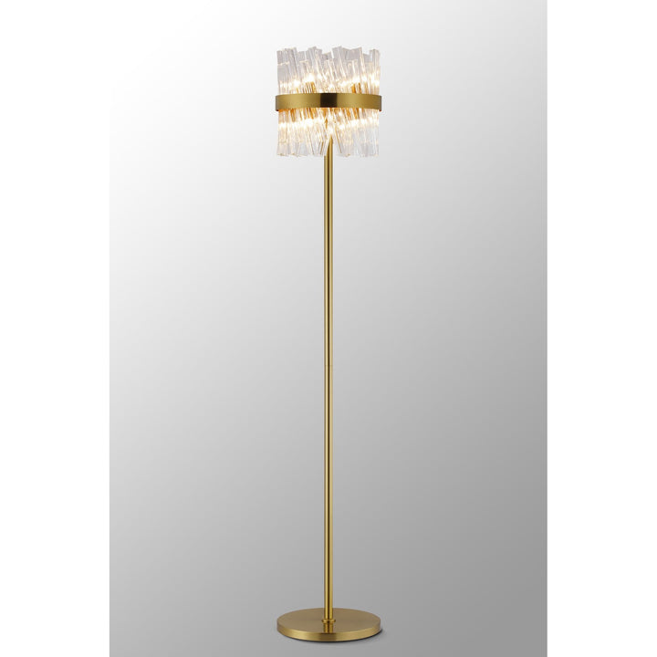 Nelson Lighting NL9514BR/CL9 Kaffer 8 Light Floor Lamp Brass Clear