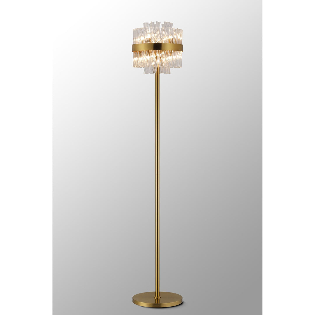 Nelson Lighting NL9514BR/CL9 Kaffer 8 Light Floor Lamp Brass Clear