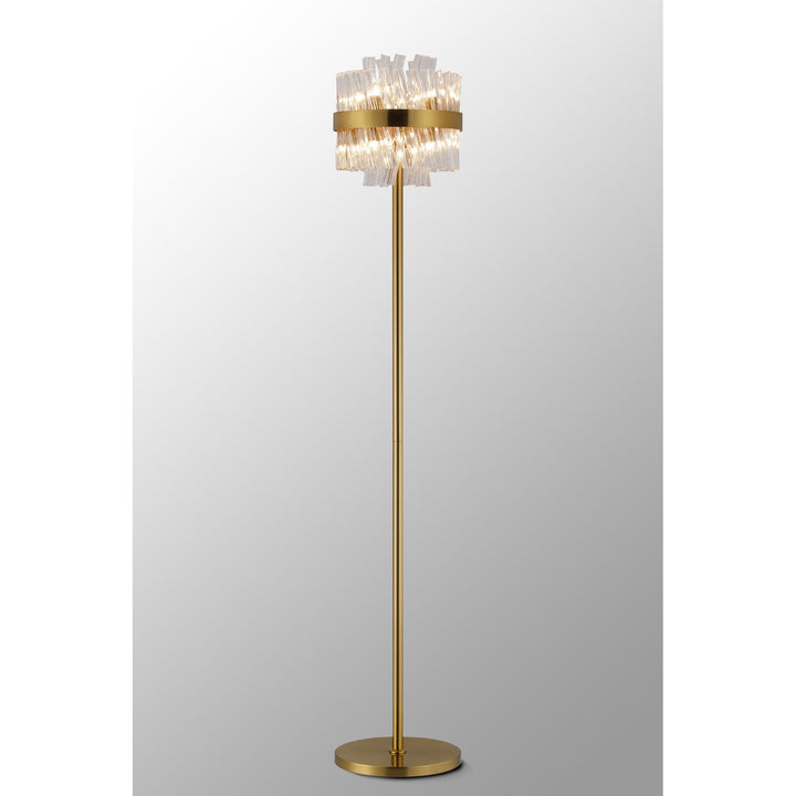 Nelson Lighting NL9514BR/CL9 Kaffer 8 Light Floor Lamp Brass Clear