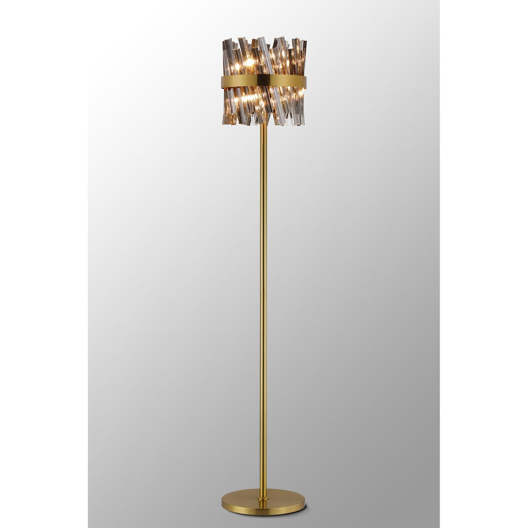 Nelson Lighting NL9514BR/SM9 Kaffer 8 Light Floor Lamp Brass Smoke