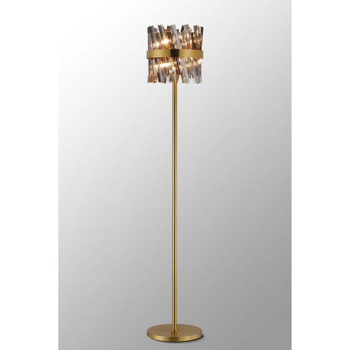 Nelson Lighting NL9514BR/SM9 Kaffer 8 Light Floor Lamp Brass Smoke