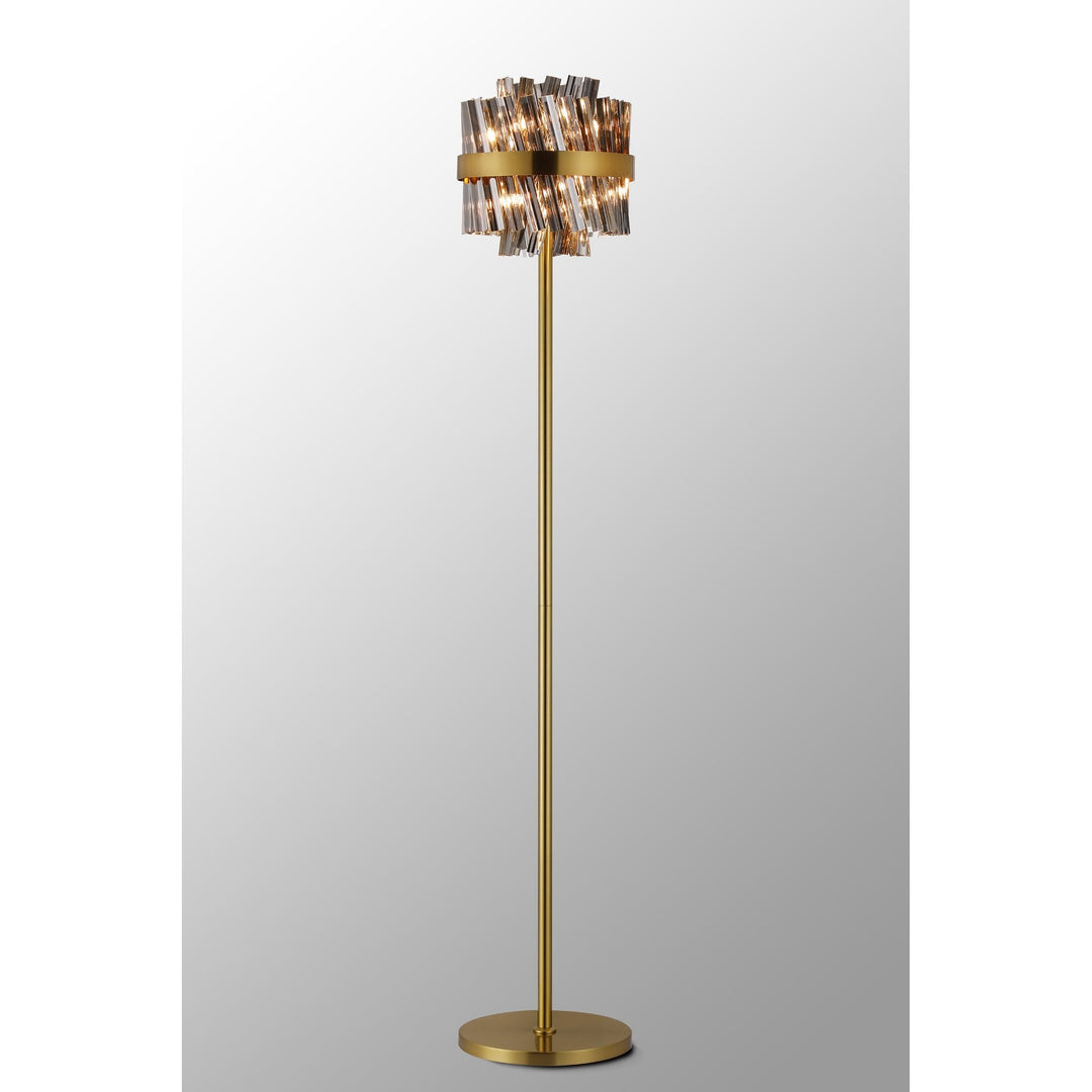 Nelson Lighting NL9514BR/SM9 Kaffer 8 Light Floor Lamp Brass Smoke