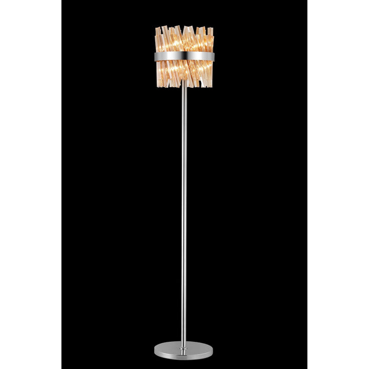 Nelson Lighting NL9514PN/AM9 Kaffer 8 Light Floor Lamp Polished Nickel Amber