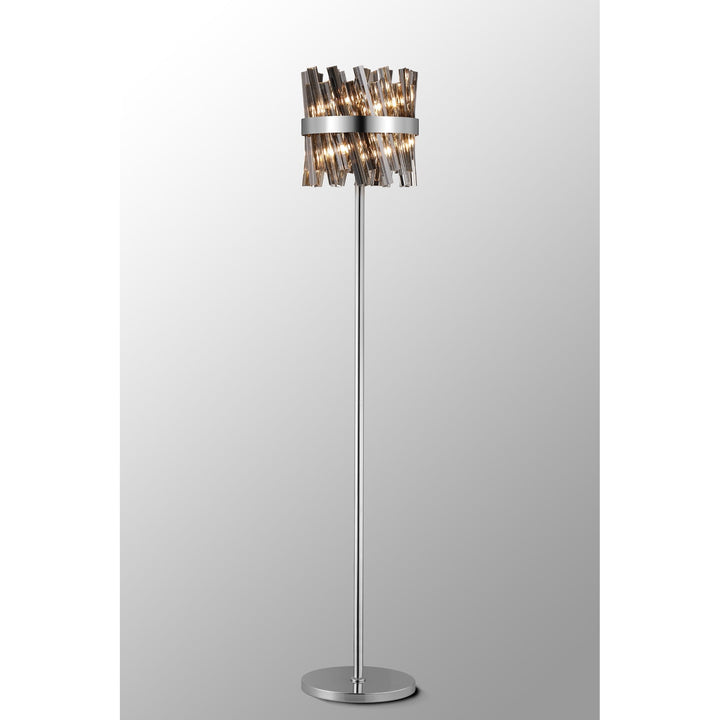 Nelson Lighting NL9514PN/SM9 Kaffer 8 Light Floor Lamp Polished Nickel Smoke