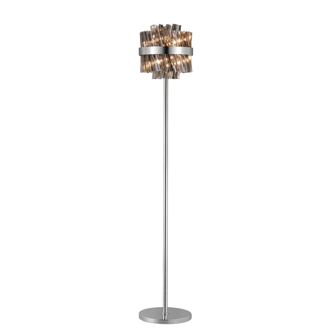 Nelson Lighting NL9514PN/SM9 Kaffer 8 Light Floor Lamp Polished Nickel Smoke