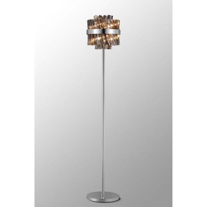 Nelson Lighting NL9514PN/SM9 Kaffer 8 Light Floor Lamp Polished Nickel Smoke