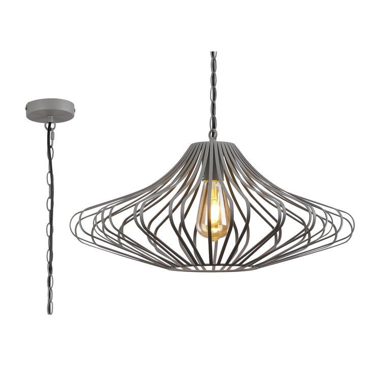 Nelson Lighting NL74339 Kat 1 Light Pendant Sand Grey