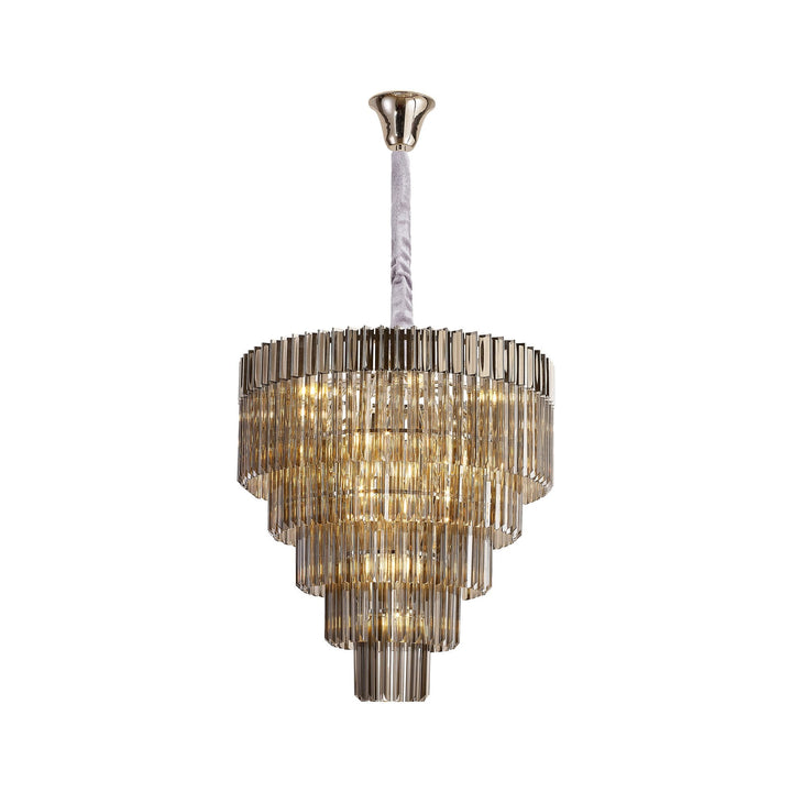 Nelson Lighting NL84449 Vienna 19 Light Round 5 Tier Pendant Polished Nickel Smoked