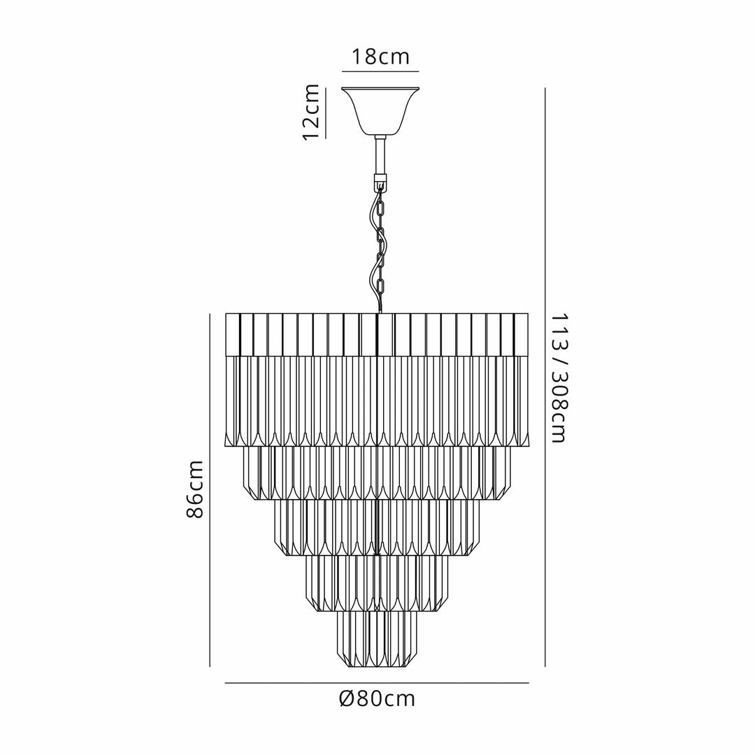 Nelson Lighting NL84449 Vienna 19 Light Round 5 Tier Pendant Polished Nickel Smoked