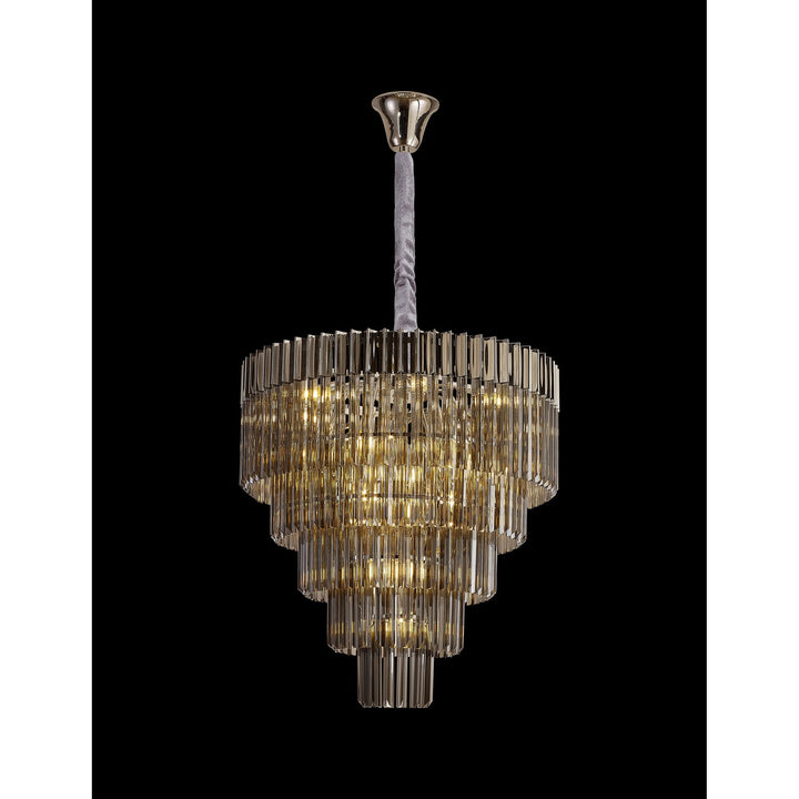 Nelson Lighting NL84449 Vienna 19 Light Round 5 Tier Pendant Polished Nickel Smoked