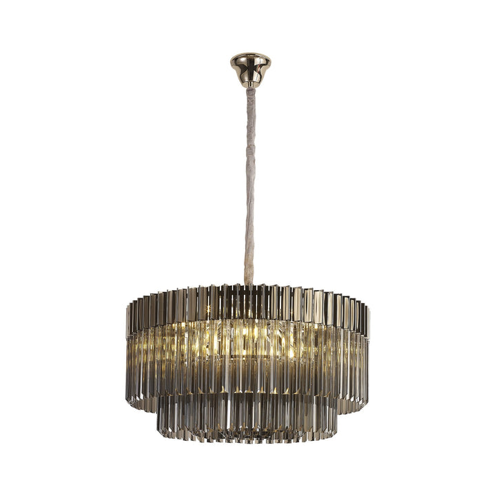 Nelson Lighting NL84459 Vienna 12 Light Round Pendant Polished Nickel Smoked