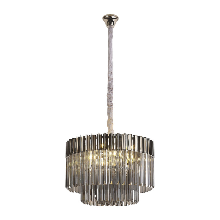 Nelson Lighting NL84469 Vienna 8 Light Round Pendant Polished Nickel Smoked