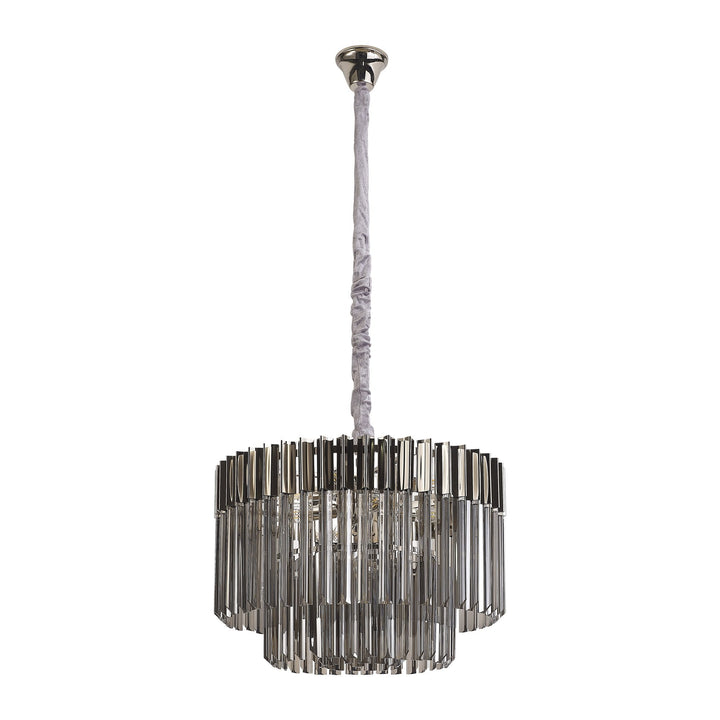 Nelson Lighting NL84469 Vienna 8 Light Round Pendant Polished Nickel Smoked