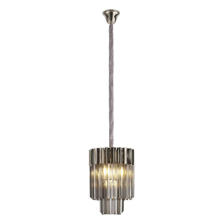 Nelson Lighting NL84479 Vienna 4 Light Round Pendant Polished Nickel Smoked