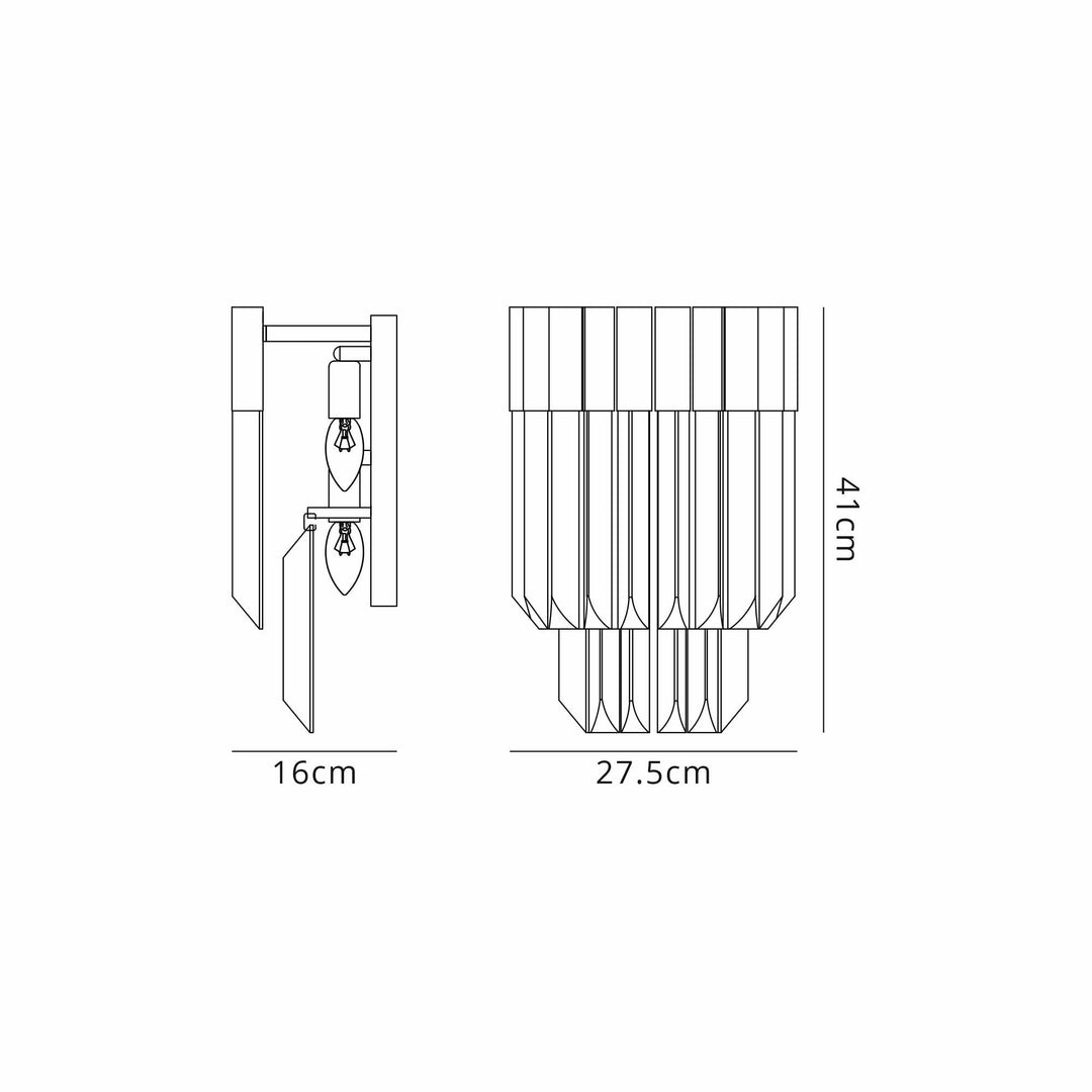 Nelson Lighting NL84499 Vienna 3 Light Wall Light Polished Nickel Smoked