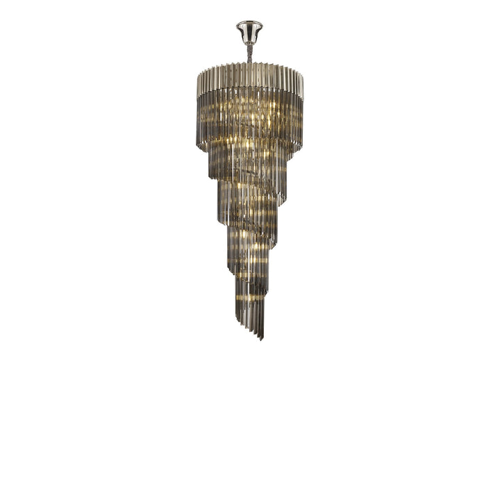 Nelson Lighting NL84539 Vienna 23 Light Round 5 Tier Pendant Polished Nickel Smoked