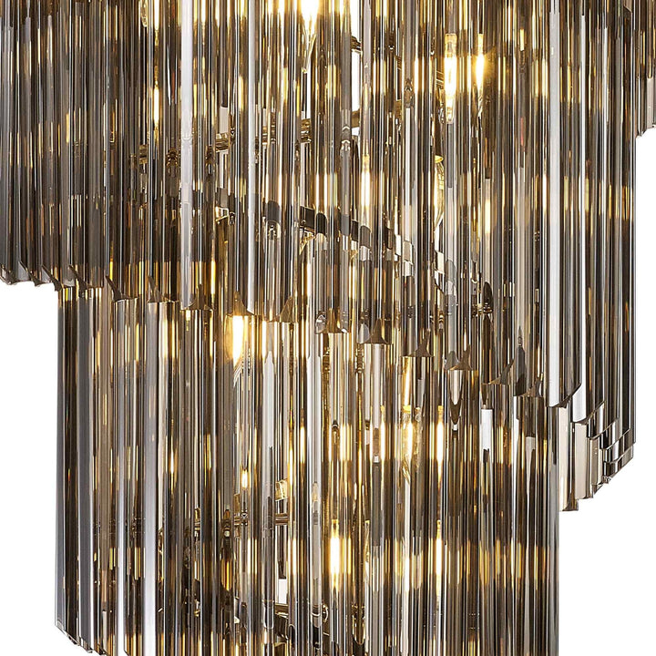 Nelson Lighting NL84539 Vienna 23 Light Round 5 Tier Pendant Polished Nickel Smoked