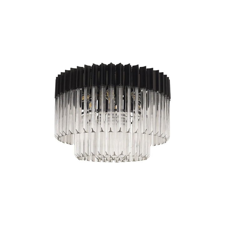 Nelson Lighting NL89419 Vienna 7 Light Ceiling Light Matt Black Clear