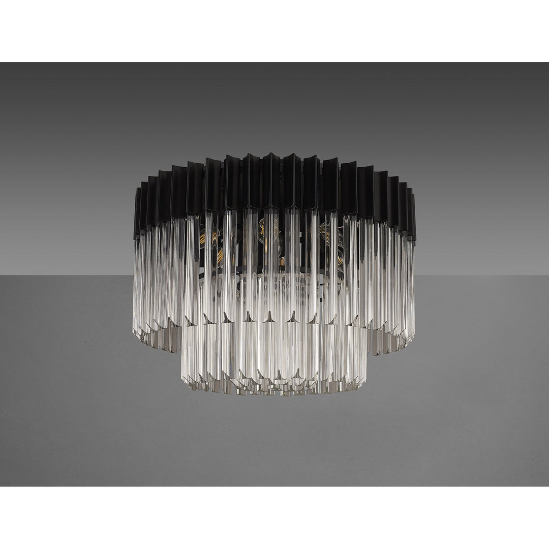 Nelson Lighting NL89419 Vienna 7 Light Ceiling Light Matt Black Clear