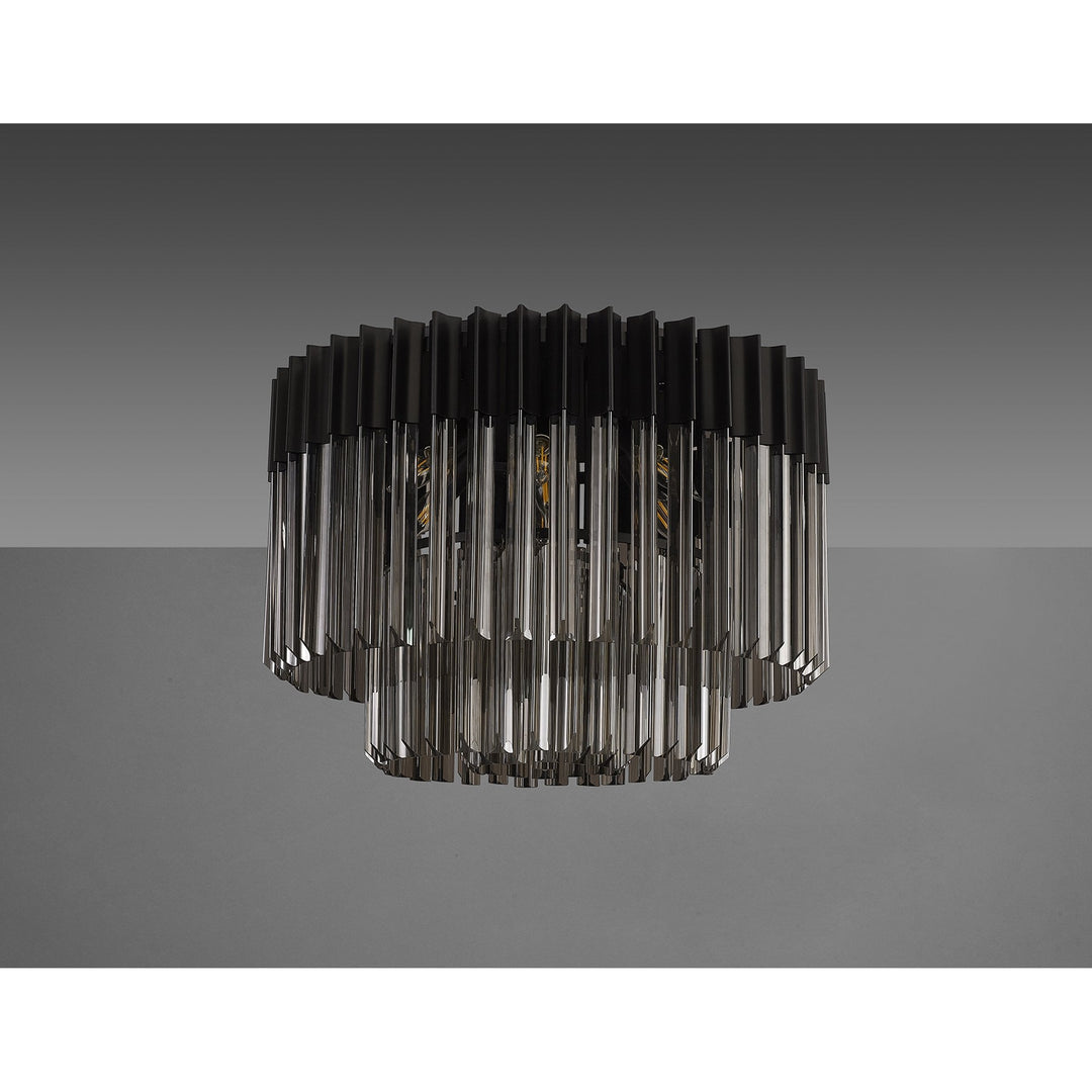 Nelson Lighting NL89429 Vienna 7 Light Ceiling Light Matt Black Smoked