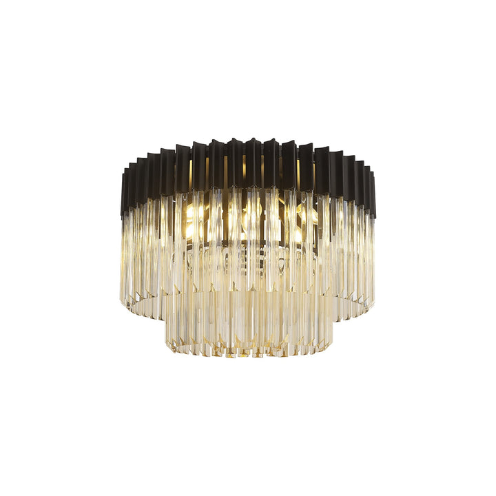 Nelson Lighting NL89439 Vienna 7 Light Ceiling Light Matt Black Cognac