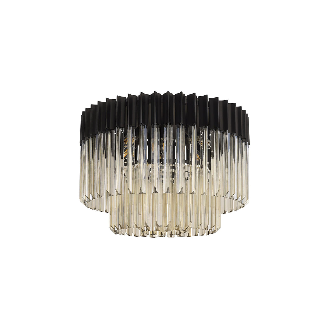 Nelson Lighting NL89439 Vienna 7 Light Ceiling Light Matt Black Cognac