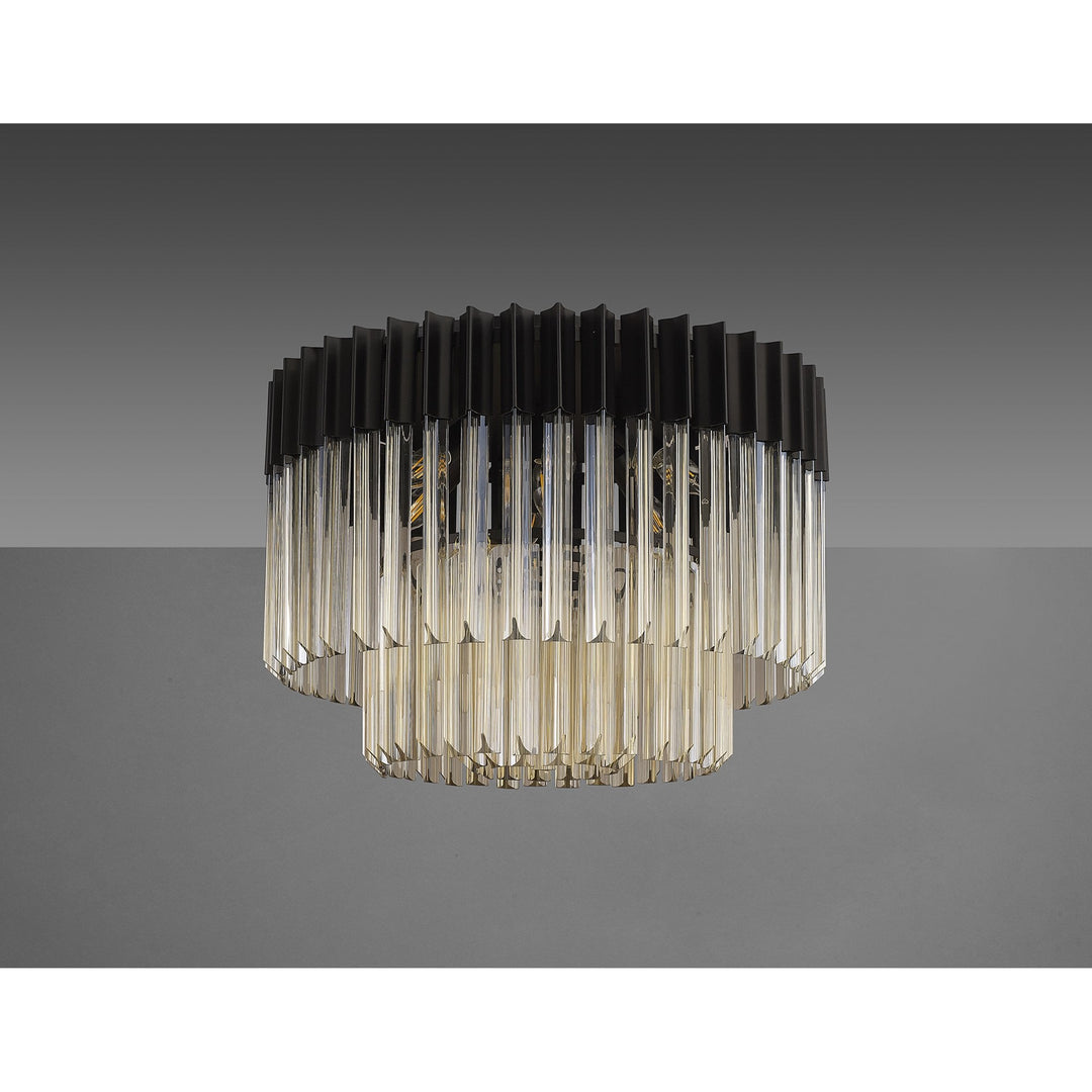 Nelson Lighting NL89439 Vienna 7 Light Ceiling Light Matt Black Cognac