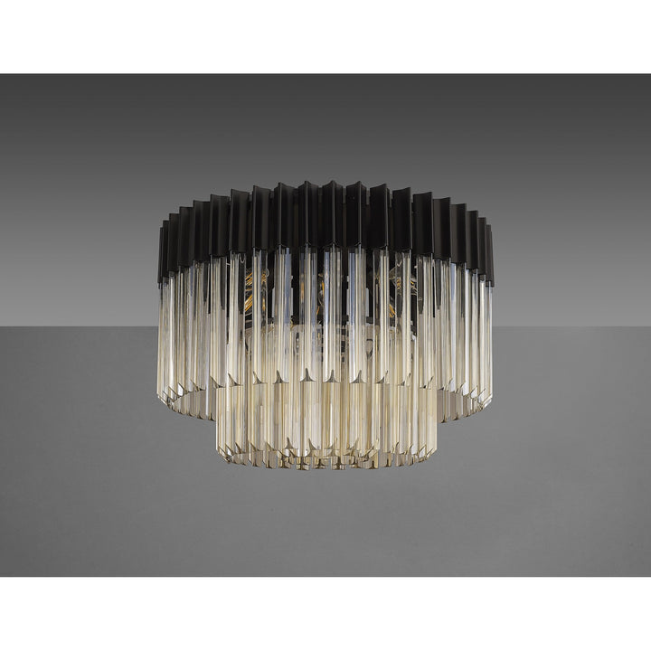 Nelson Lighting NL89439 Vienna 7 Light Ceiling Light Matt Black Cognac