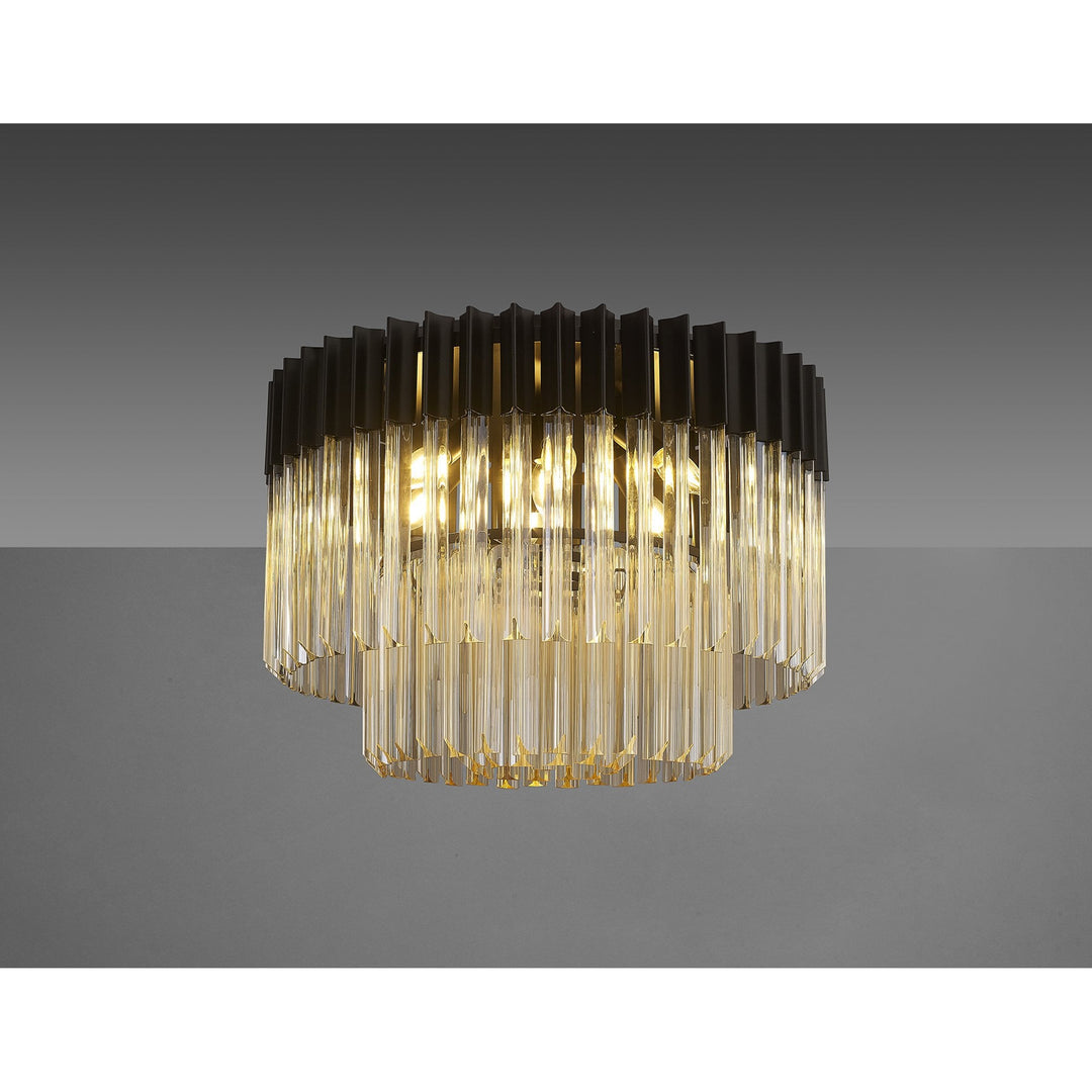 Nelson Lighting NL89439 Vienna 7 Light Ceiling Light Matt Black Cognac