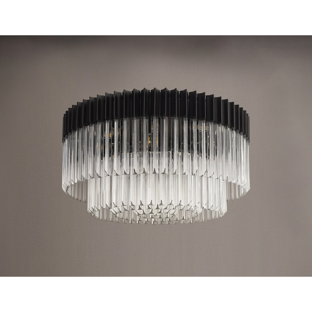 Nelson Lighting NL89479 Vienna 12 Light Ceiling Light Matt Black Clear