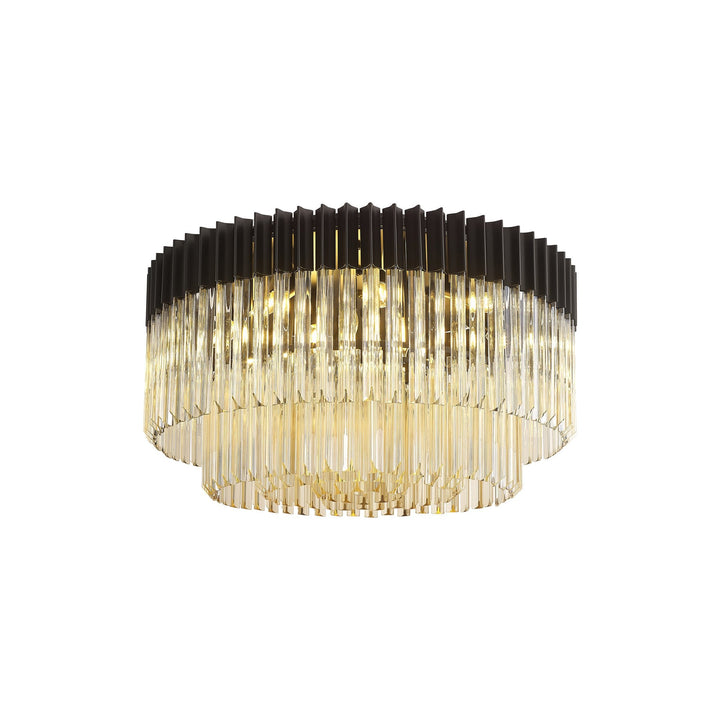 Nelson Lighting NL89499 Vienna 12 Light Ceiling Light Matt Black Cognac