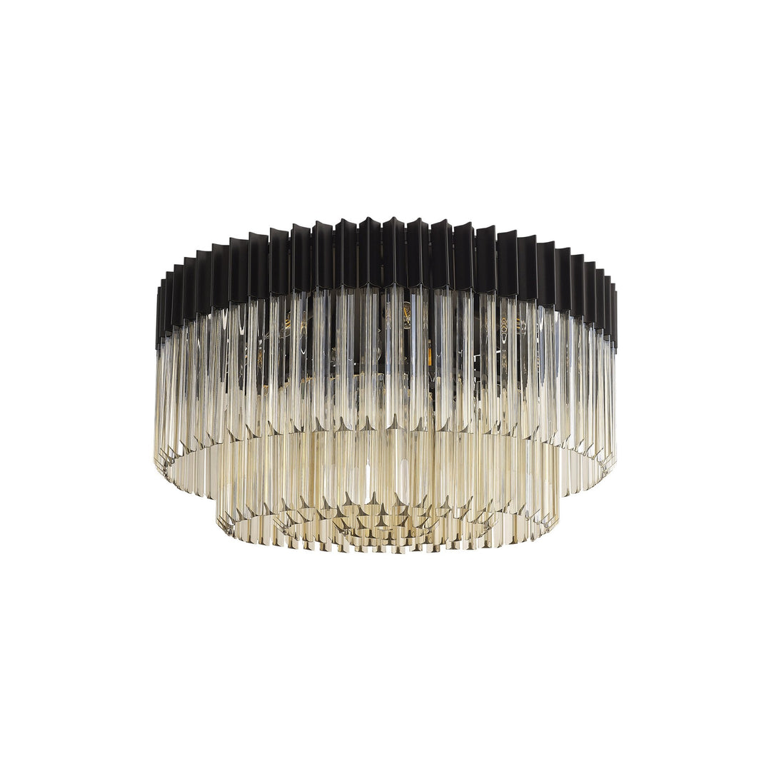 Nelson Lighting NL89499 Vienna 12 Light Ceiling Light Matt Black Cognac