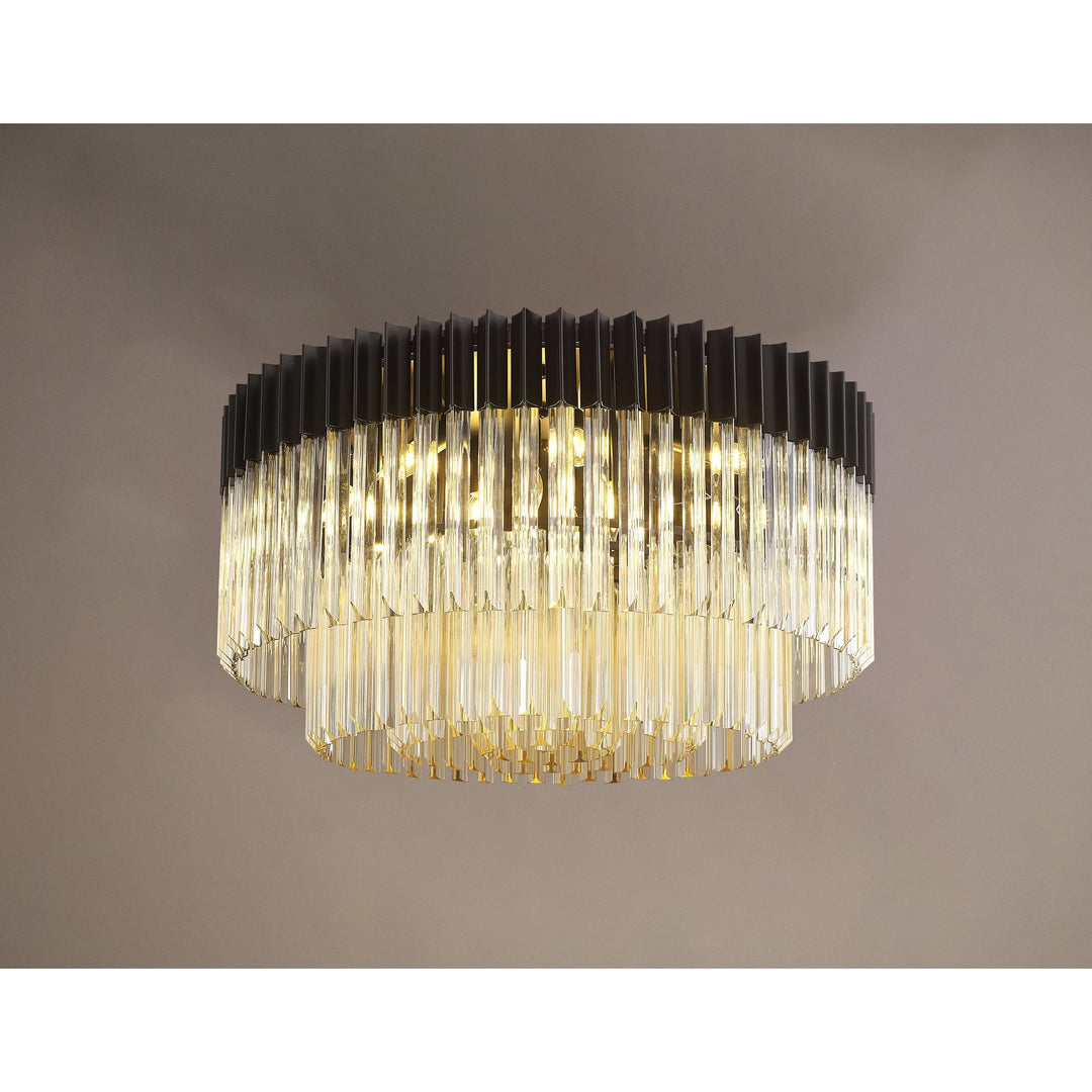 Nelson Lighting NL89499 Vienna 12 Light Ceiling Light Matt Black Cognac