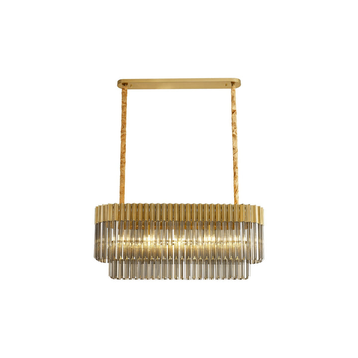 Nelson Lighting NL89509 Vienna 5 Light Rectangle Pendant Brass Smoked